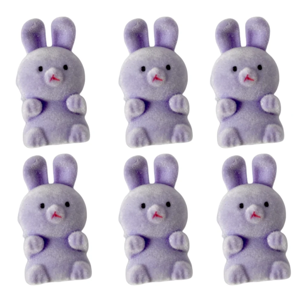 12 Pcs 3D Cartoon Rabbit Charms Flocking Animal Pendants DIY Handmade Supplies for Necklace Keychain Making