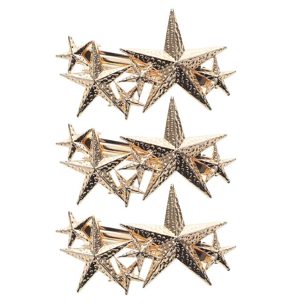

3pcs Metal Star Clips Elegant Alloy Snap Hair Barrettes Durable Hair Accessories For Women Trendy Decorative Hairpins Small Star