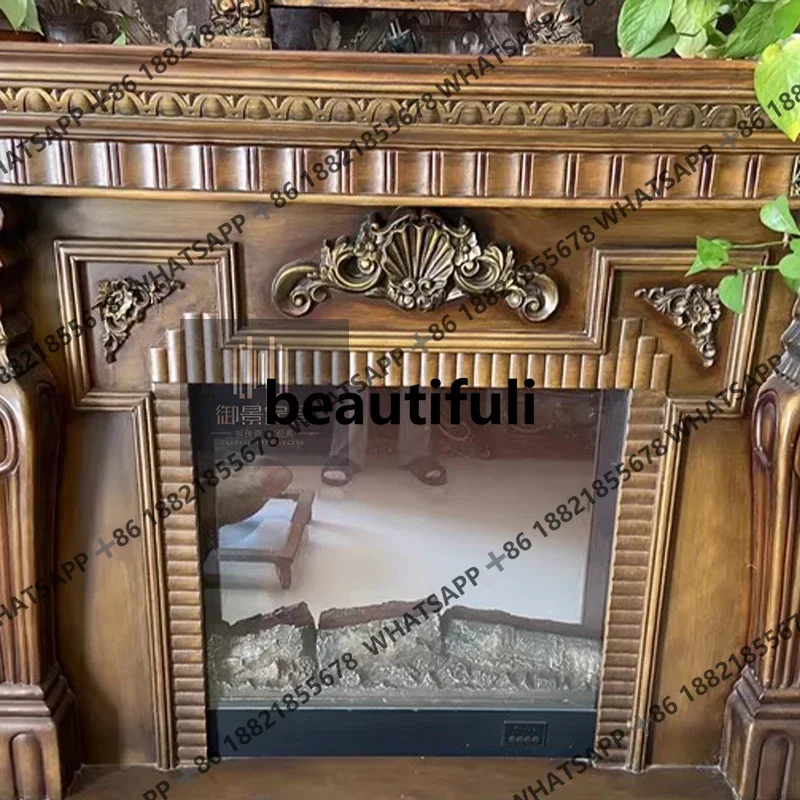 وصل حديثًا خزانة موقد من الخشب الصلب الأمريكي الداكن بطول 1.5 متر، فرن تسخين مزخرف، ديكور أساسي #4