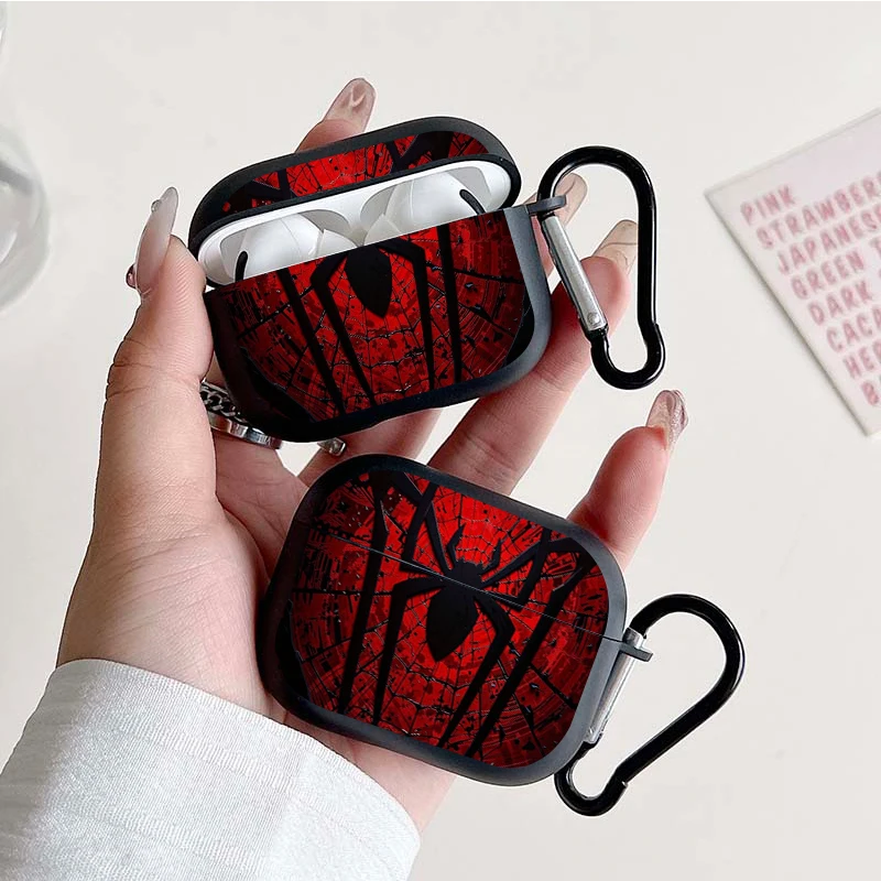 Cool Red Spider Web Pattern Earbuds Case For AirPods Pro3/Pro2/Pro Earphone Case For AirPods 4/3/2/1 Shockproof Cover For Men