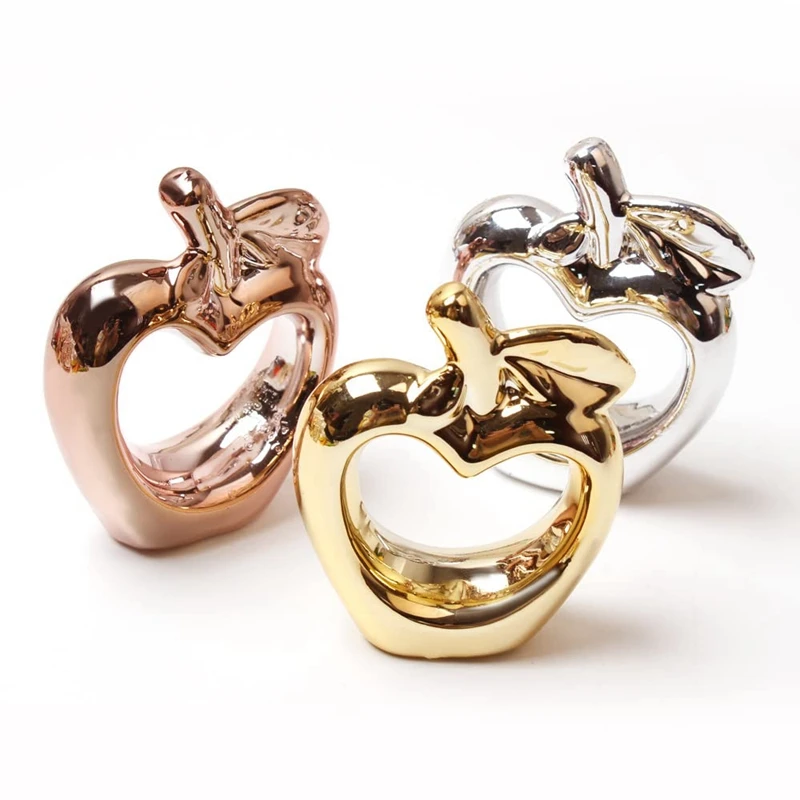 6Pcs Apple Napkin Rings, Metal Plated Apple Vintage Napkin Ring Buckle Holder For Dining Table Decoration