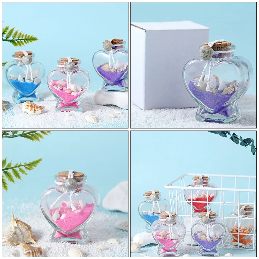 

4pcs Wishing Bottle Transparent Glass Perfume Container Heart Shaped Drift Bottles Creative Decorative Adornment Lucky