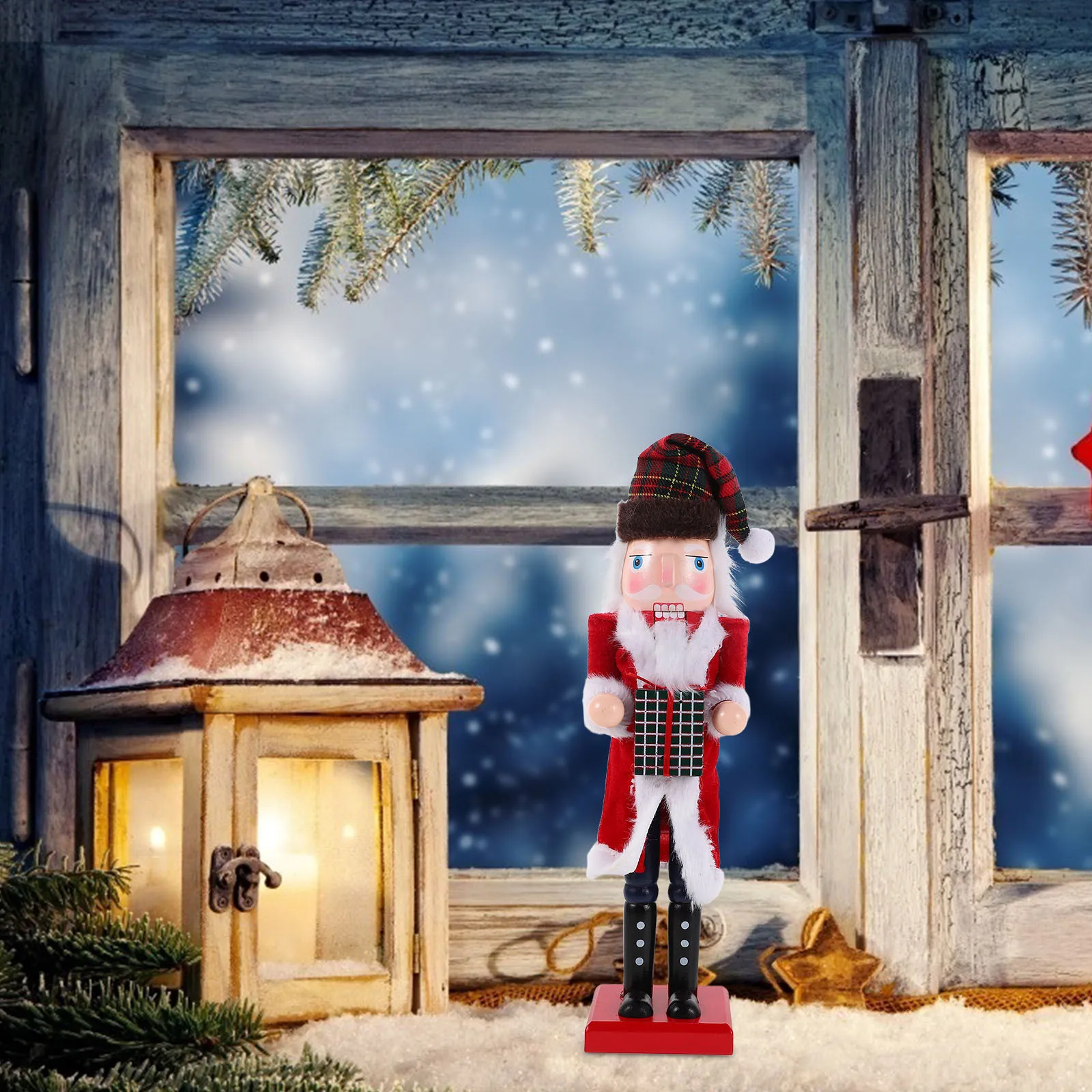 

38cm 14.93in Christmas Nutcracker Wood Chef Decor Puppet for Home Office Tabletop Festive Atmosphere Nutcracker Soldier Puppet