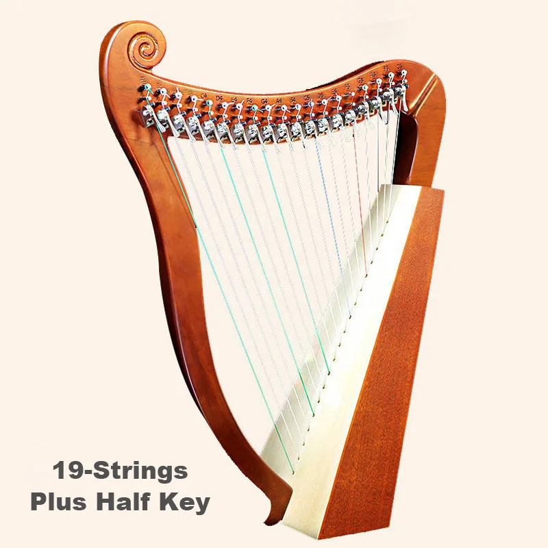 Lyre Harp 19 23 26 String Half Key Lyre Harp Mahogany Solid Wood Veneer Lyre19 23 26 Strings Lyre Harp Musical Instrument