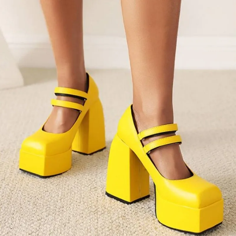 

Fashionable women's high heels. About 12cm heel height. Mary Jane women's shoes. Square toe shoes. Fashion show banquet casual .