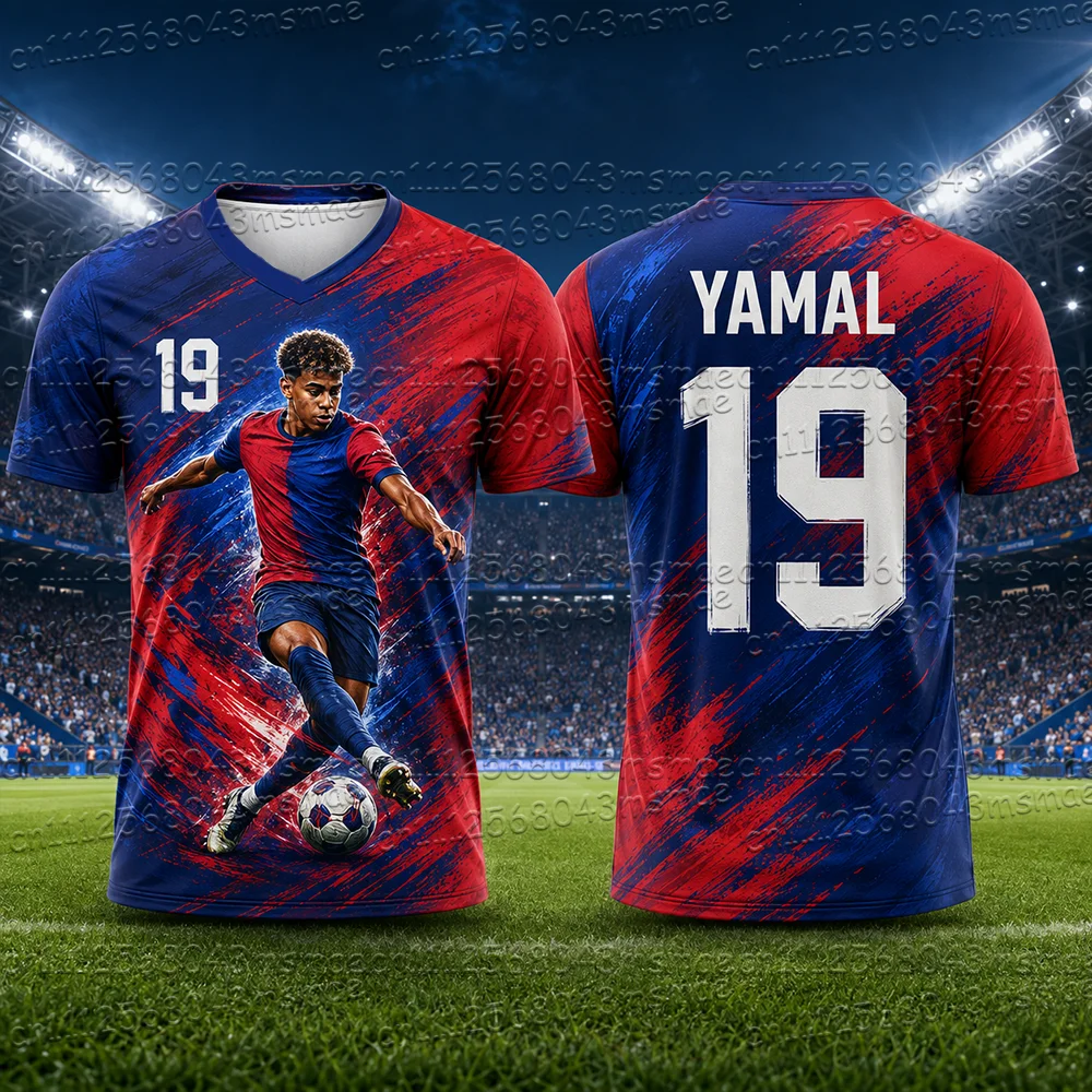 26 New Special Edition 3D Printed Football Jersey Men's T-shirt Summer Sports Training V-neck T-shirt Casual Children/Adult Top