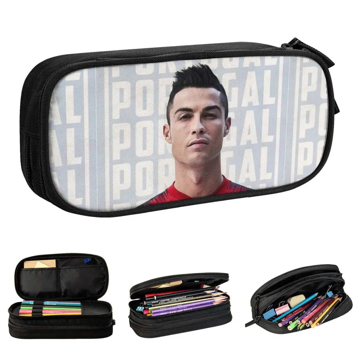 ronaldo portugal legend futebol lapis cases lovely pen holder estudante bolsa grande material escolar papelaria presentes 01