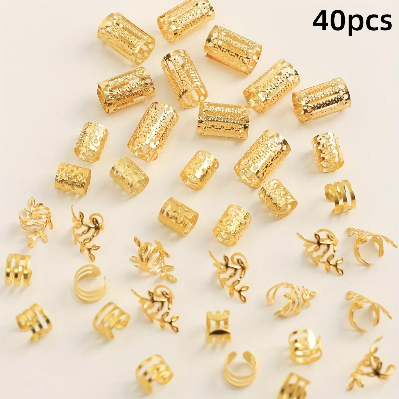 40/80PCS Elegante Aushöhlen Haar Ringe Für Frauen Mädchen DIY Haar Zubehör Loc Haar Schmuck für zöpfe