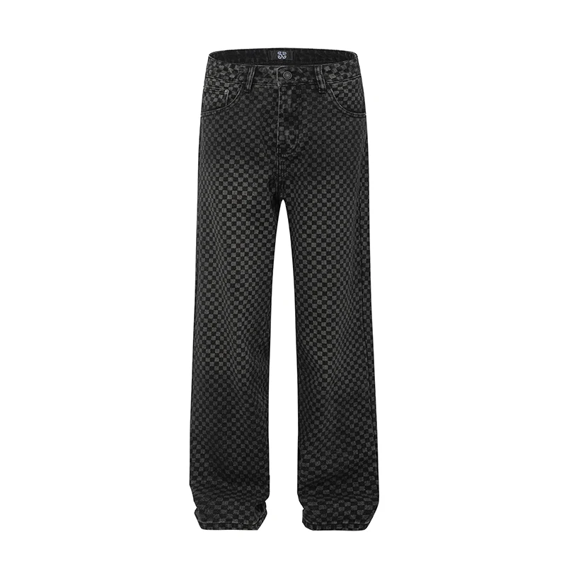 

New Fashion Brand Loose Straight Black Washed Jeans