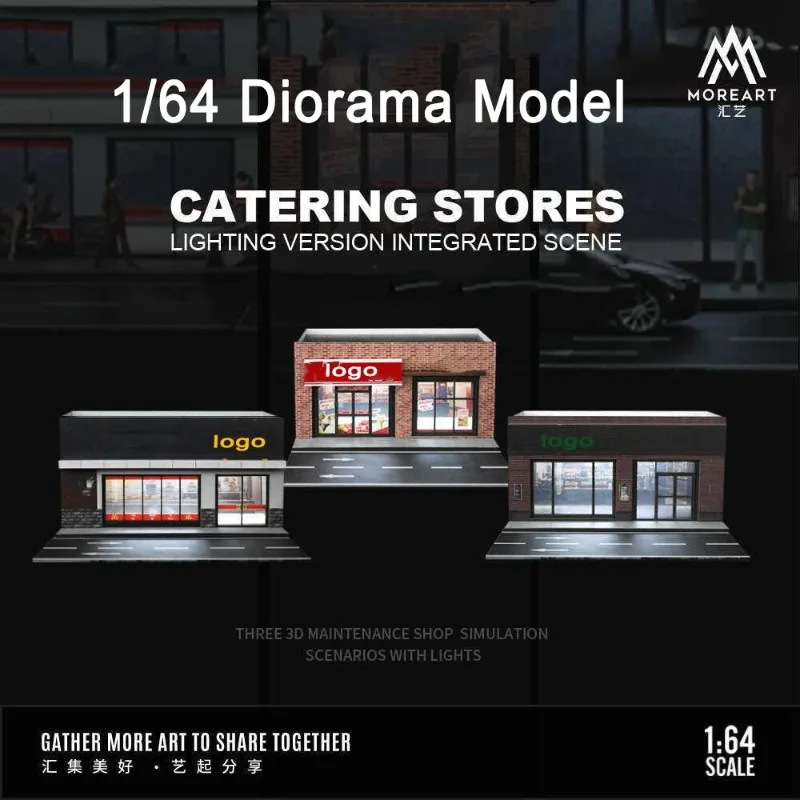 

X-T 1/64 Diorama Car Garage Model LED Lighting Convenience Store Scene Display Model