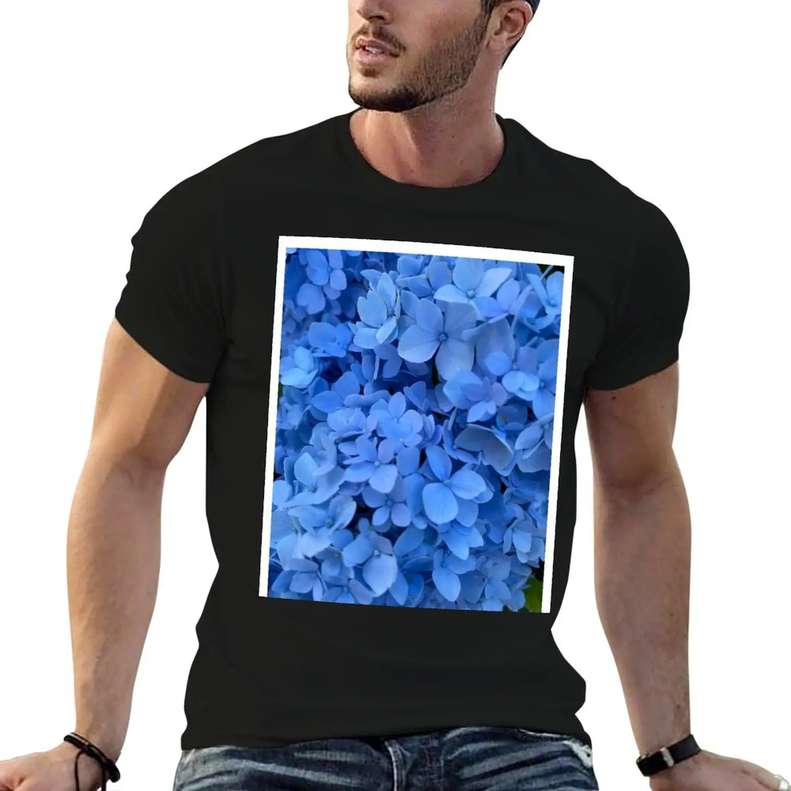 Blue Hydrangea in Full Bloom T-Shirt cotton graphic tees essential t shirt vintage t shirts compression shirt men