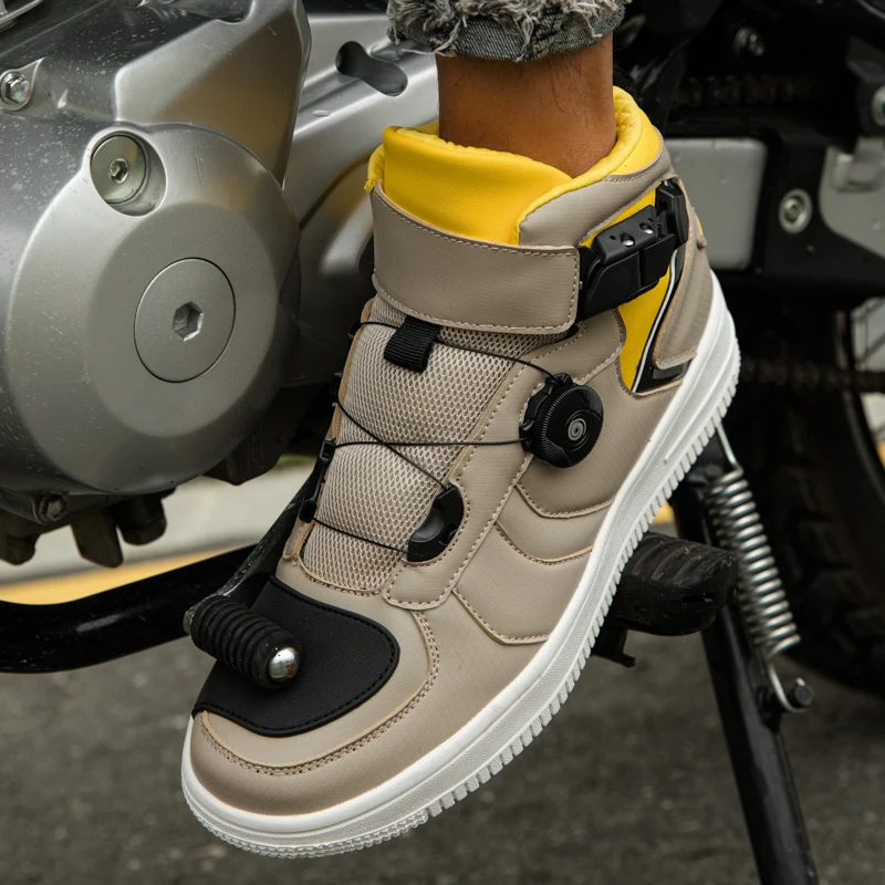 

Motorcycle protective riding boots men four season high top anti slip breathable fashion off-road equipment racing cycling boots