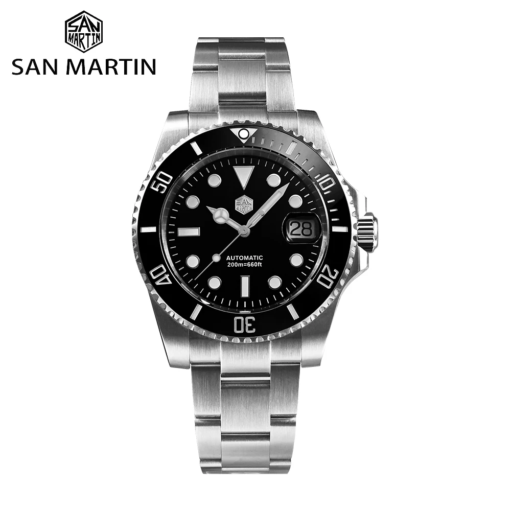 

San Martin Watch New Upgraded Sub Men PT5000 Automatic Diving Watches with Ceramic Bezel 200m Waterproof Sapphire SN0017G-D