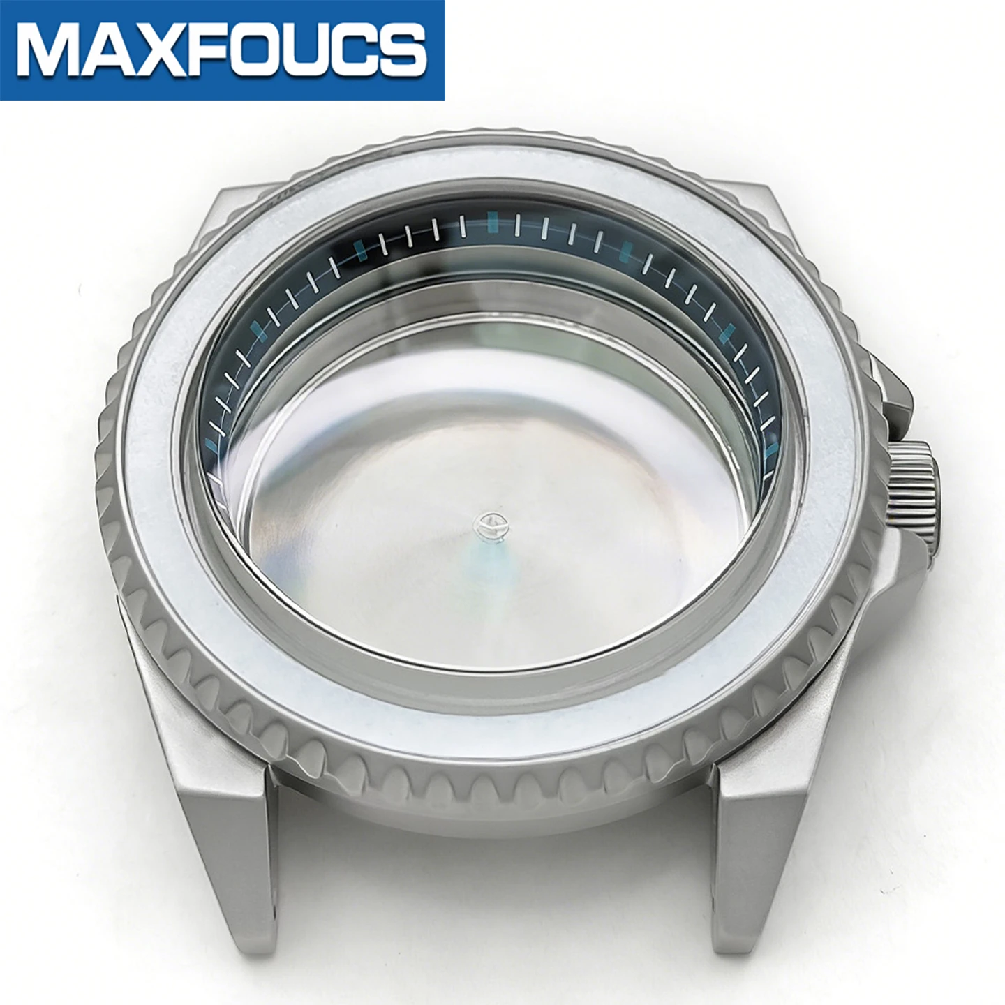 Samurai Matt-Silbernes Uhrengehäuse SKX MOD NH35 NH34 Mit 3-Uhr-Krone aus Edelstahl, Lünette und Krone, Maßgefertigtes Zubehör – Detail 12