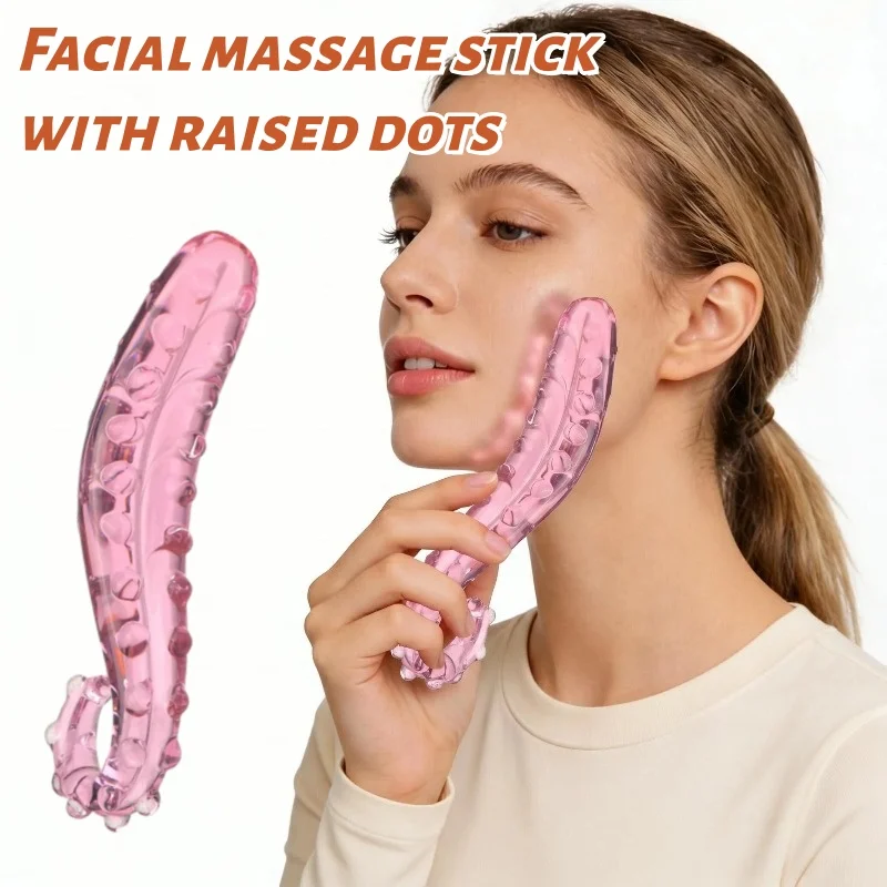 Transparent Body Massage Stick Made of Glass Material with Raised Points Suitable for Shower Beauty Skincare and Muscle Massage