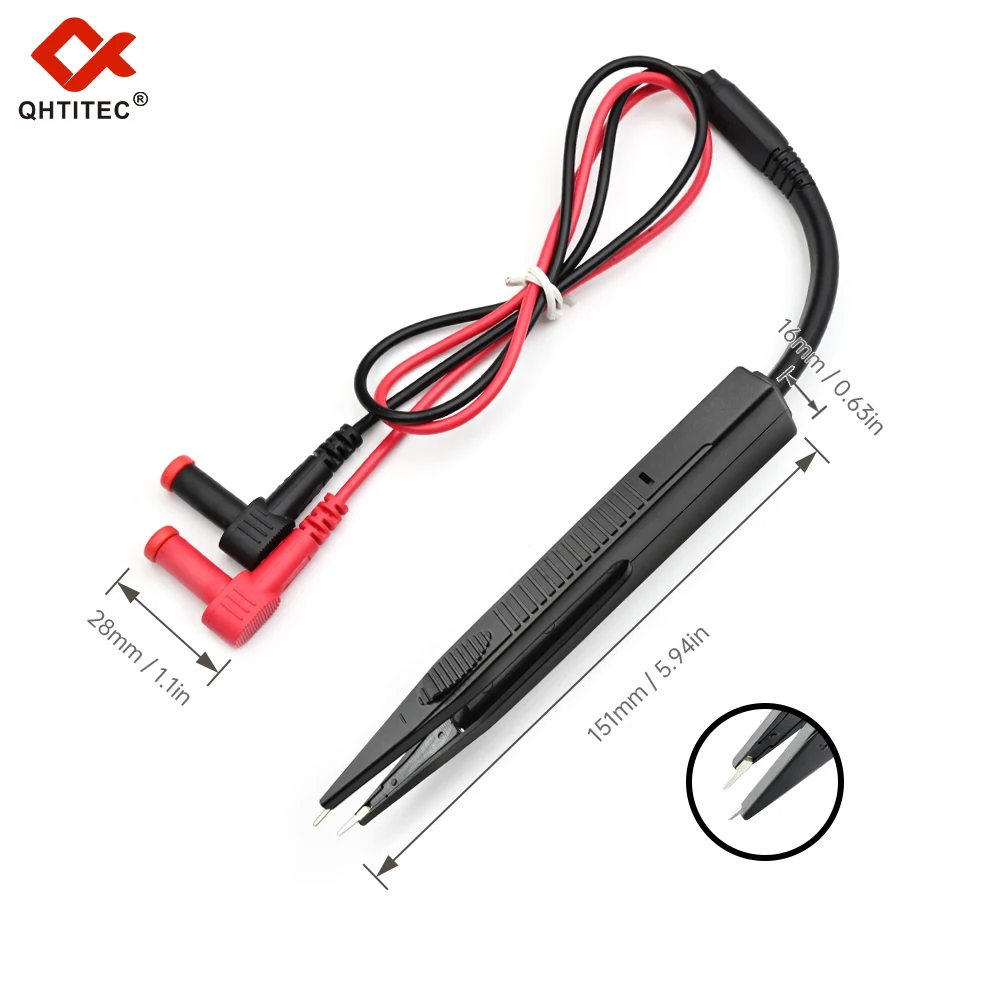 QHTITEC SMD SMT Chip Test Clip Lead Probe Digital Multimeter Meter Tweezer Capacitor Resistance tweezers Work Anti-slip Durable