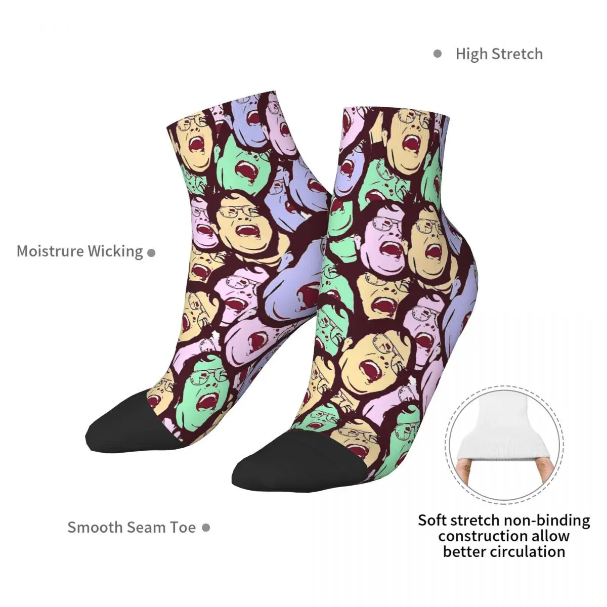 Multi The Office Interesting Work Life Ankle Socks Male Mens Women Spring Stockings Polyester