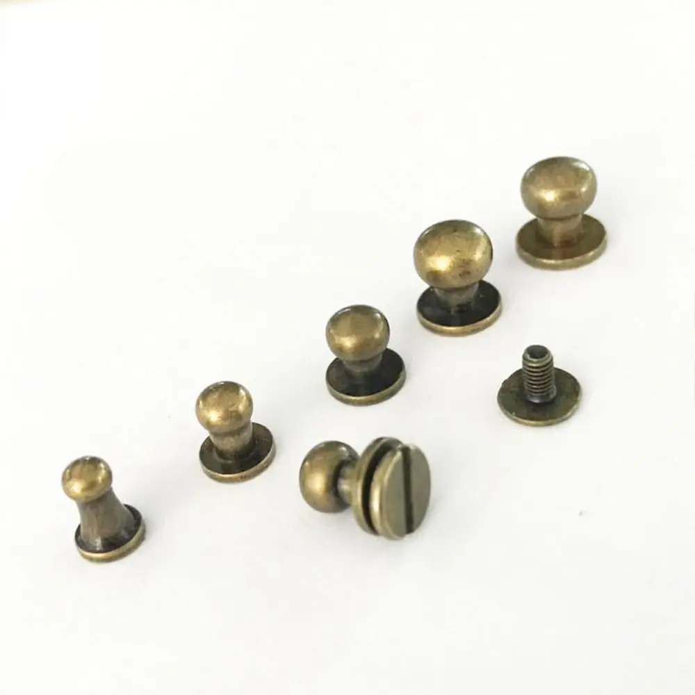 10pcs Round Cloth Button Brass Nail Leather Craft Clothes/Bag/Shoes Garment Rivets Monk Head Screws