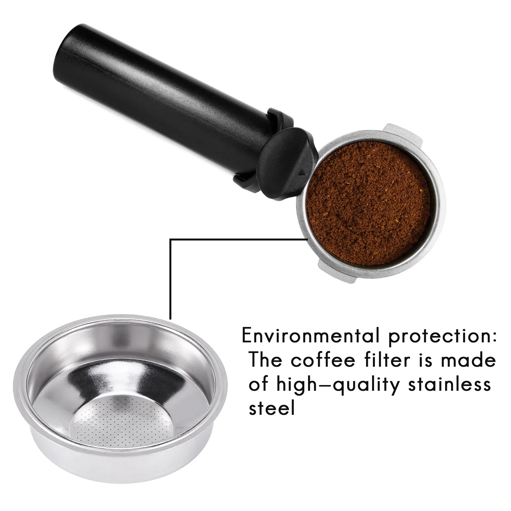 Filtro per caffè, cestello per tazza con filtro per caffè in acciaio inossidabile da 51mm, filtri per caffettiera senza pressione, accessorio per macchina da caffè B