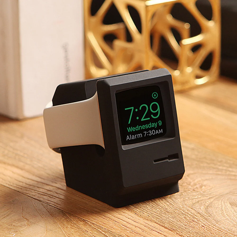 Creative retro computer desktop silicone smart watch charging stand pattern bedside table decoration