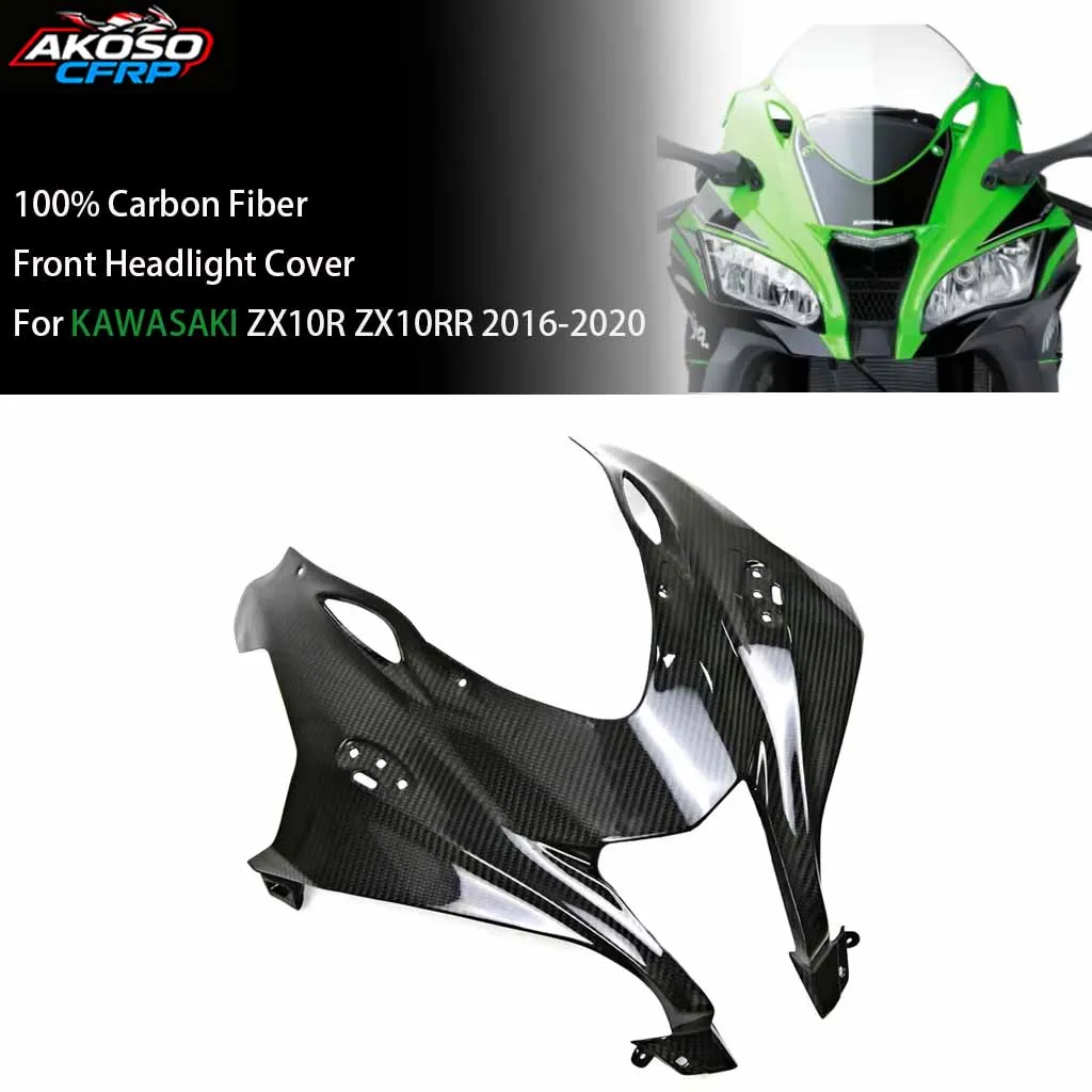 

Для Kawasaki ZX10R ZX10RR 2016-2020 мотоциклетная верхняя передняя крышка фары 3K панели из углеродного волокна лампа носовой обтекатель аксессуары