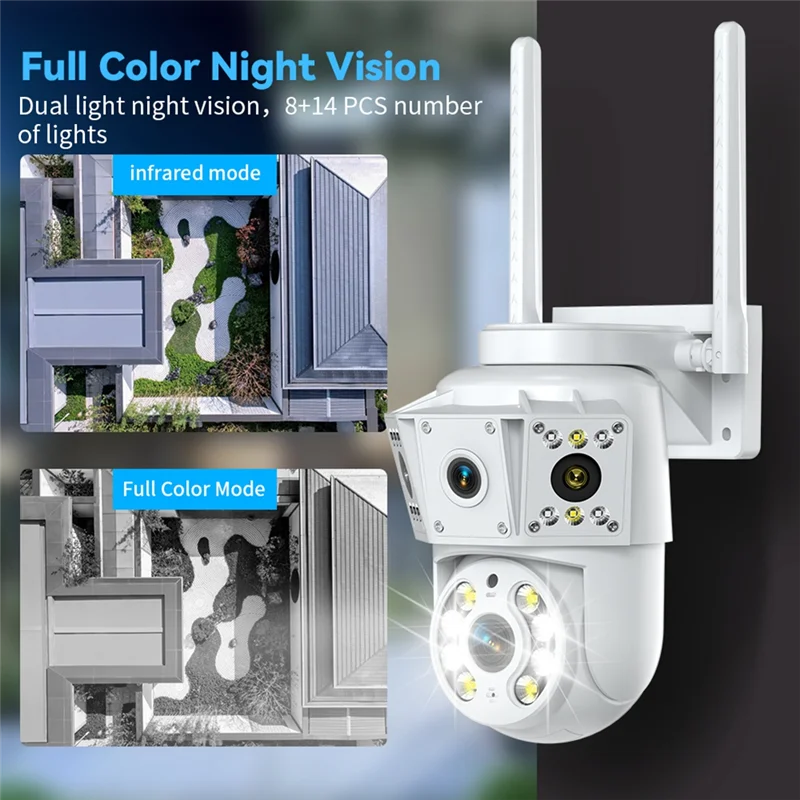 Baay interior/exterior multi-lente binocular câmera de vigilância sem fio visão noturna monitor remoto 1080p câmera wi-fi sem fio