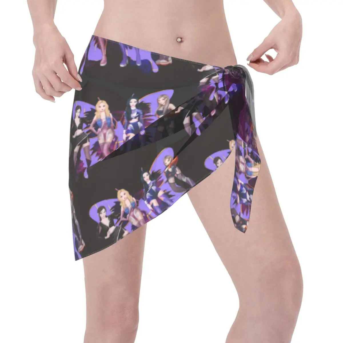 Benutzerdefinierte Mode A-Aespas Kpop Mädchen Gruppe Casual Strand Kleid Dekorieren Hip Hop Frauen Kurze Sarongs Strand Wrap Für Bademode