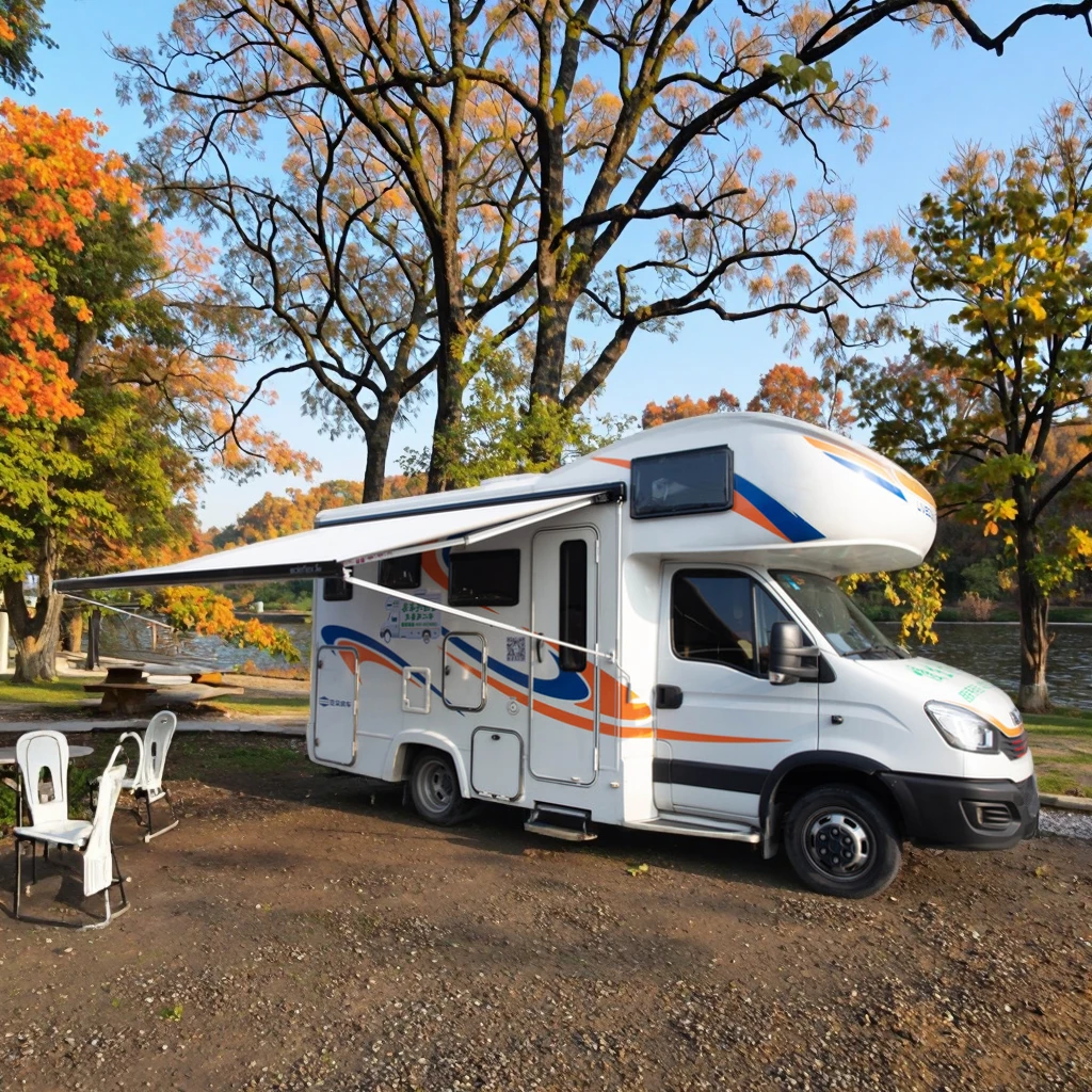 24V Electric RV Awning 300x250cm, Waterproof PVC Canopy, Aluminum Alloy Frame, For Motorhome Camping, Exterior Accessories