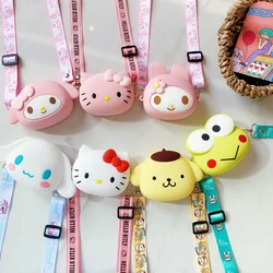 Kawaii Sanrio Anime Silicone Soft Diagonal Cross Bag Hello Kittys My Melody Kuromi Cute Kids Princess Kids Handbag Girls Gift