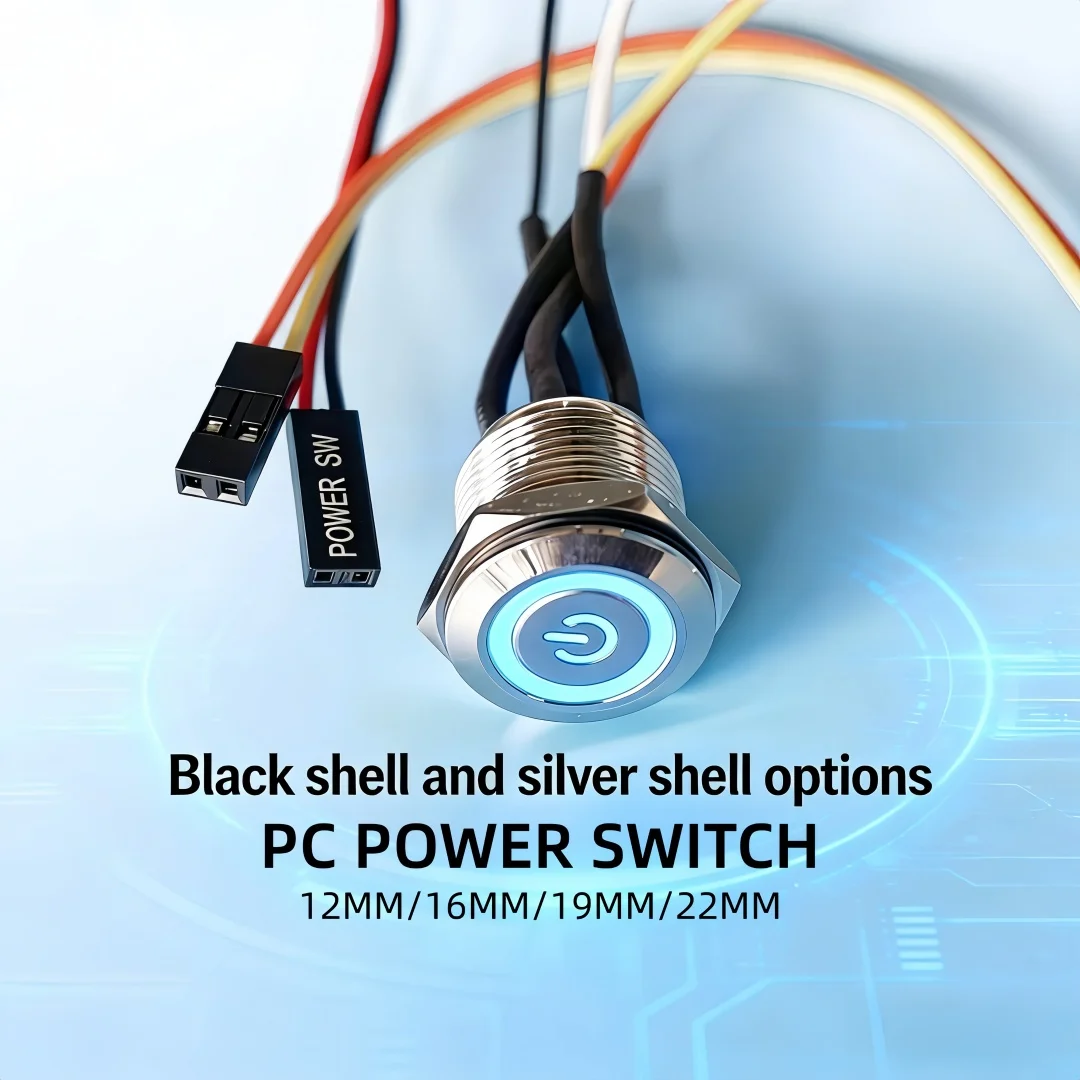 WholesalePC start reset-schakelaar LED met 50 cm DuPont Line/pf 12 mm/16 mm/19 mm/22 mm - afbeelding 1