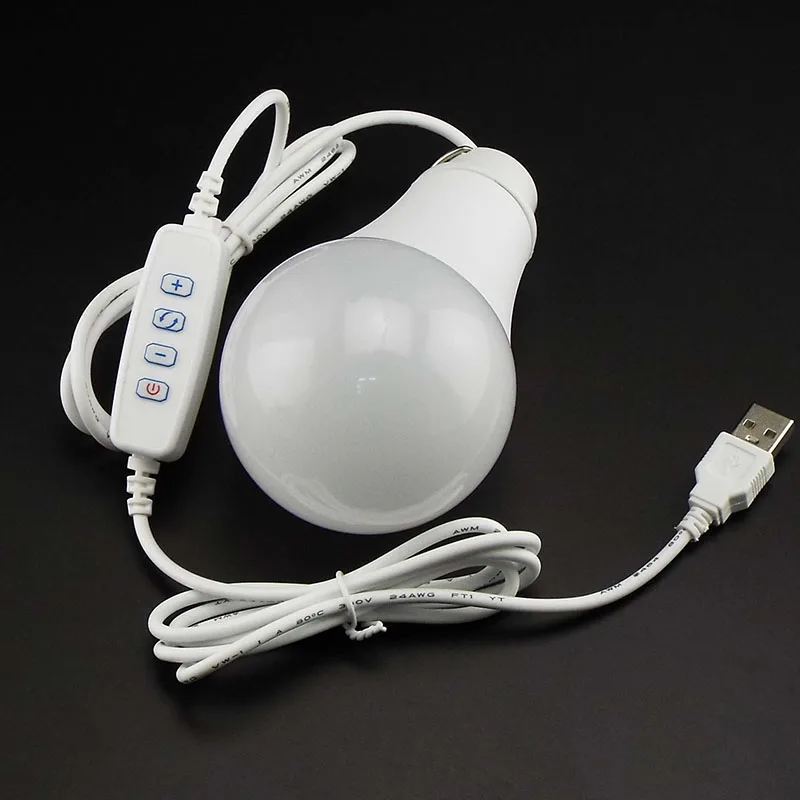 Bombilla LED USB para lectura nocturna, lámpara portátil para exteriores, Camping, hogar, ahorro de energía, 5V, atenuación