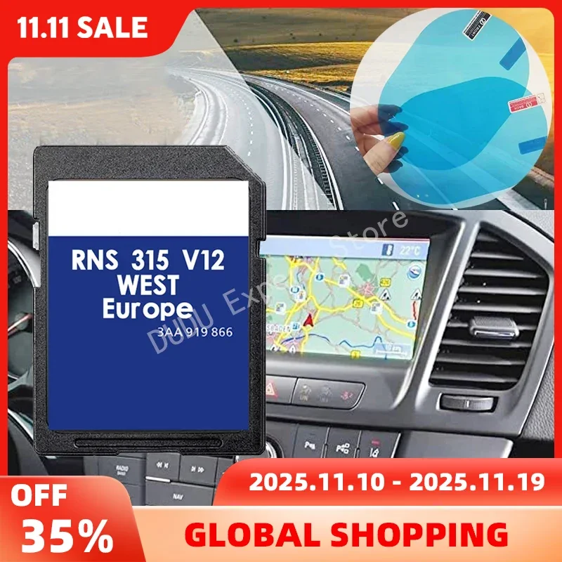 

AZ Sat Nav V12 West RNS315 Unit Map Navigation Update 2020 2021 for Bosch with Anti Fog Reaview Stickers