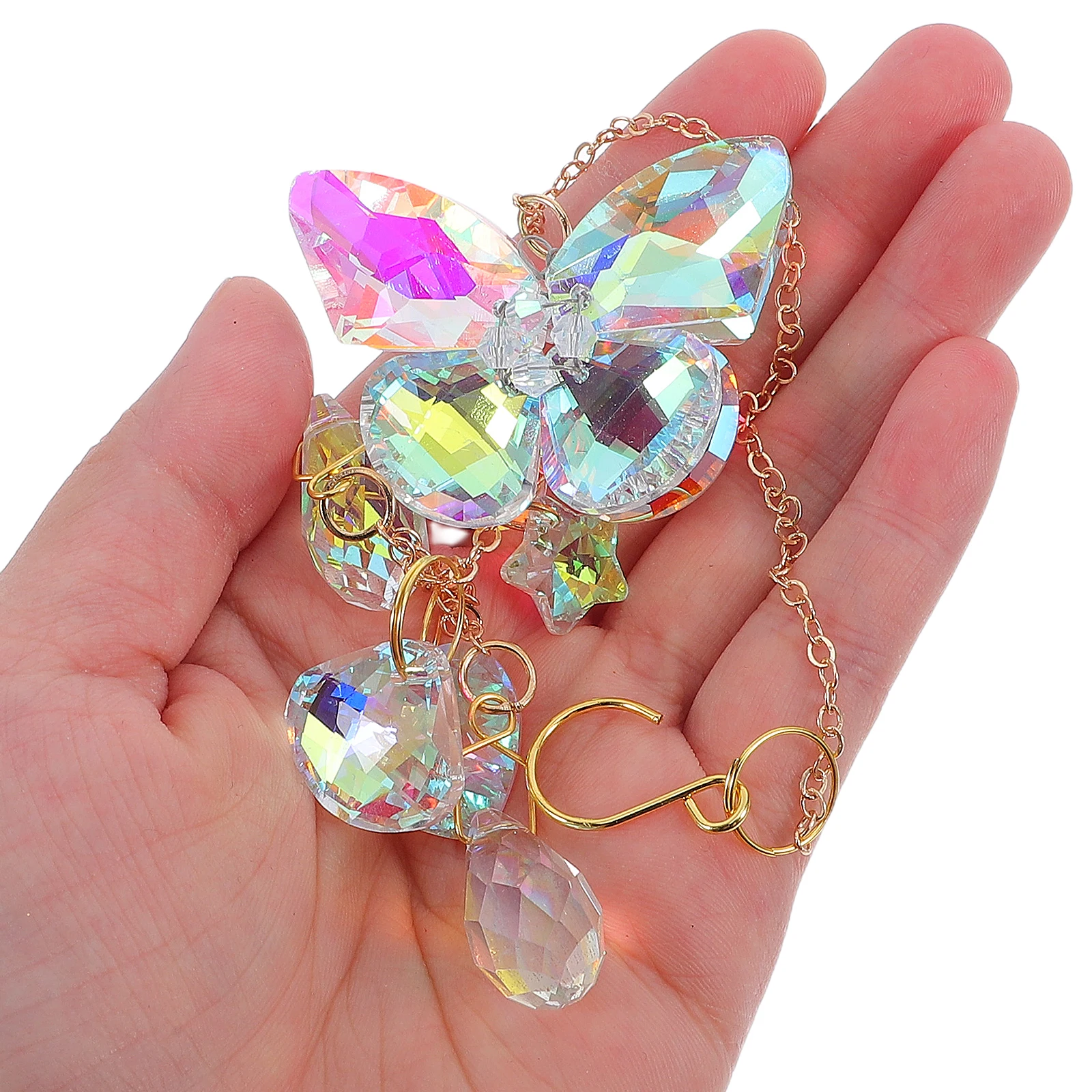 

Butterfly Crystal Suncatcher Wind Chime Hanging Outdoor Garden Decor for Window Prism Colorful Pendant Sun Catcher Indoor