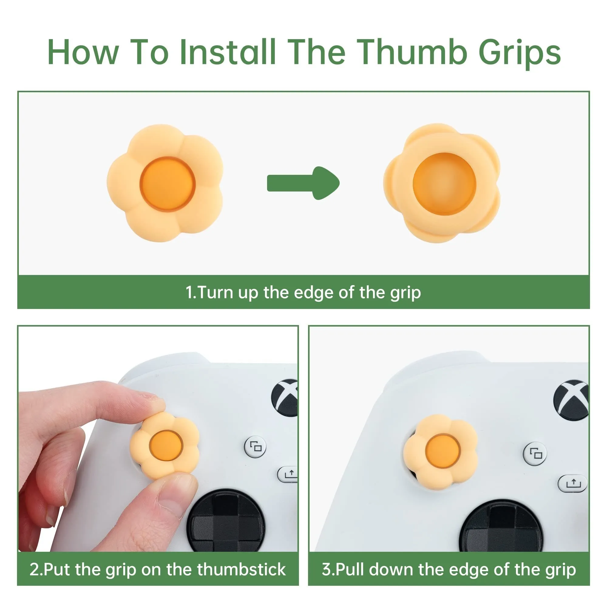 GeekShare 4Pcs Heart Flower Thumb Grip Caps for PS4 PS5 Switch Pro Controller,Silicone Thumbsticks Cover Caps Set for Xbox One