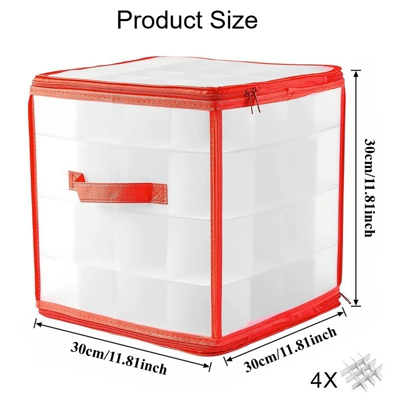 Large Capacity 64-Grid Christmas Ball Storage Box, Foldable Corrugated Divider Organizer for Holiday Ornaments Toys Muti-purpose
