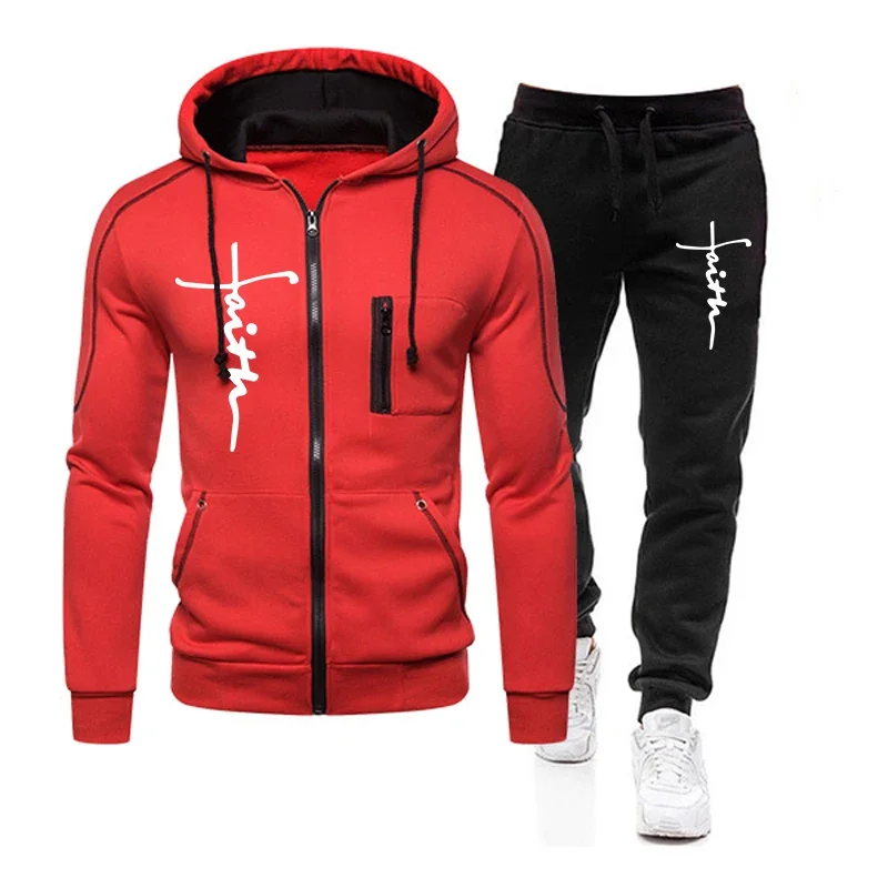 Daily Men's Tracksuit Jogging Hoodie Men Single Piece Sports Zipper Jacket Sweatshirts and Sports Pants Clothing Casual Outdoors