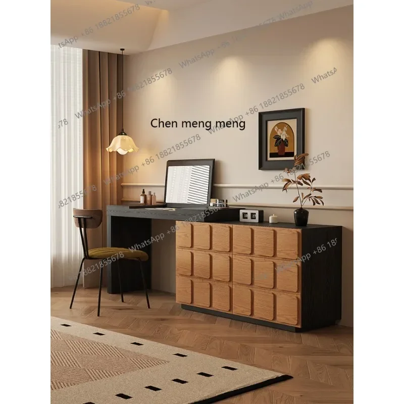 

X New modern light luxury dresser, bedroom simple, solid wood bed bottom dressing table storage cabinet integrated