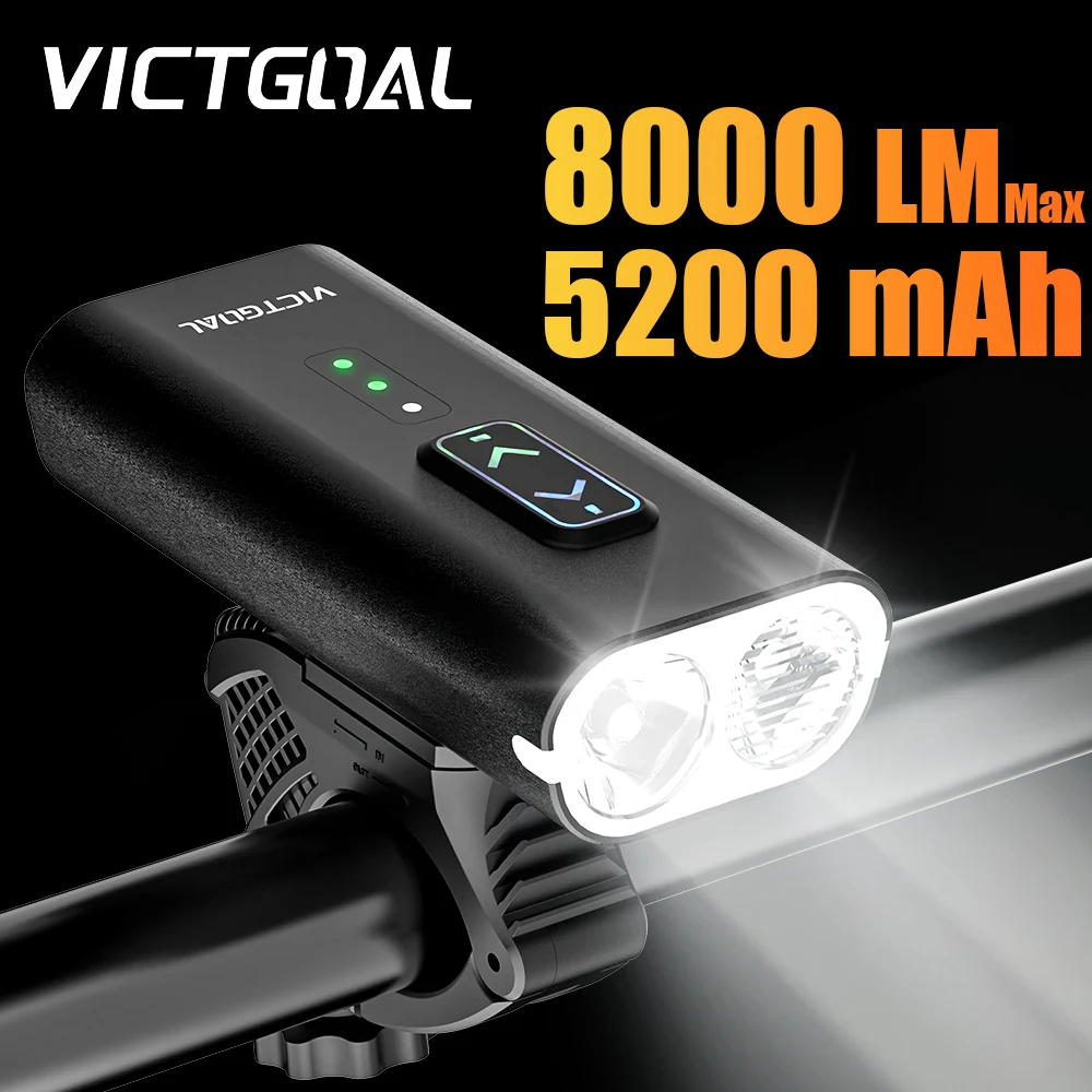 

VICTGOAL 8000LM Bicycle Headlight Waterproof Bike Front Lights LED Handlebar Flashlight USB Road MTB Lamp Cycling Accessories