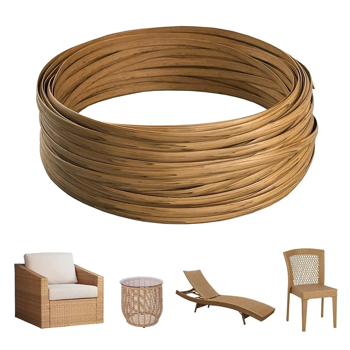 BHBL 130 Ft Plastic Wicker Repair Supplies, Wicker Repair Kit, Synthetic Rattan Material for Patio Chair Repair Flat Wicker