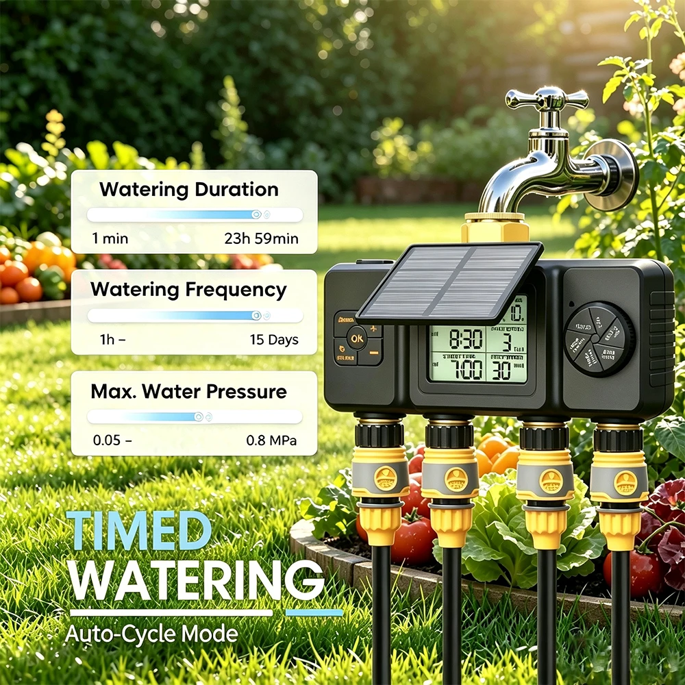 4-Zone Solar Powered Irrigatio - Automatic Watering recension och pris
