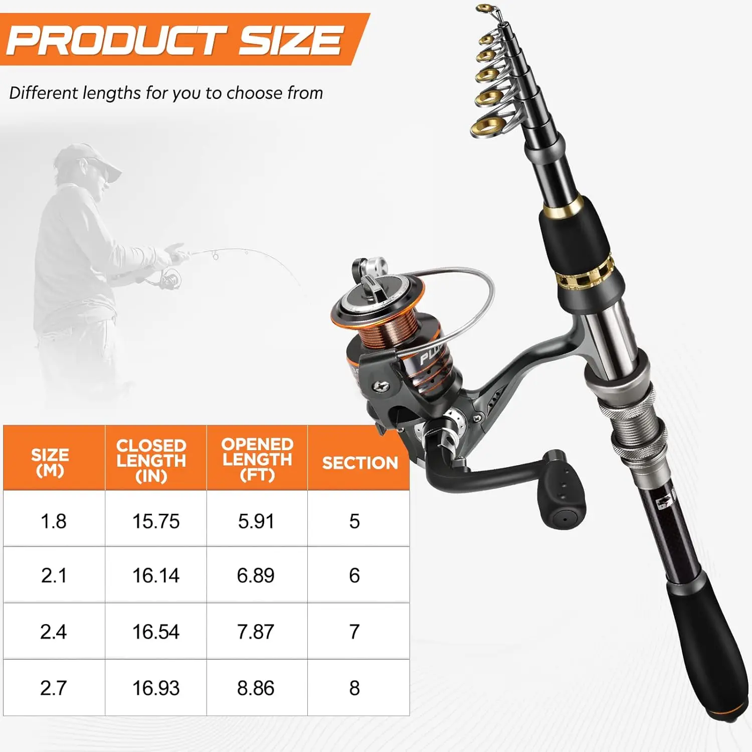 Telescopic Fishing Rod and Reel Combos Full Kit, Carbon Fiber Fishing Pole, 12 +1 Shielded Bearings Stainless Steel BB Spinning