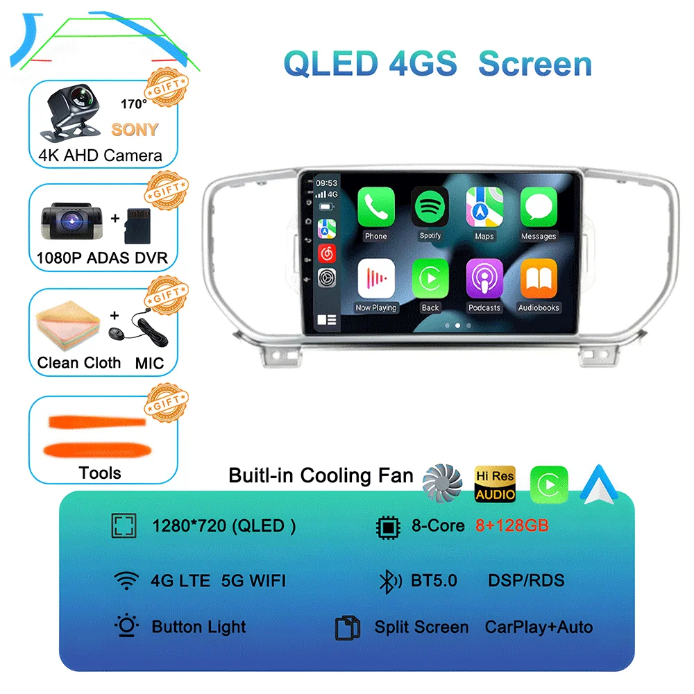 Android 16 autoradio multimediasysteem navigatie GPS 2 Din stereo DVD accessoires speakers voor KIA Sportage 4 KX5 2016 - 2018
