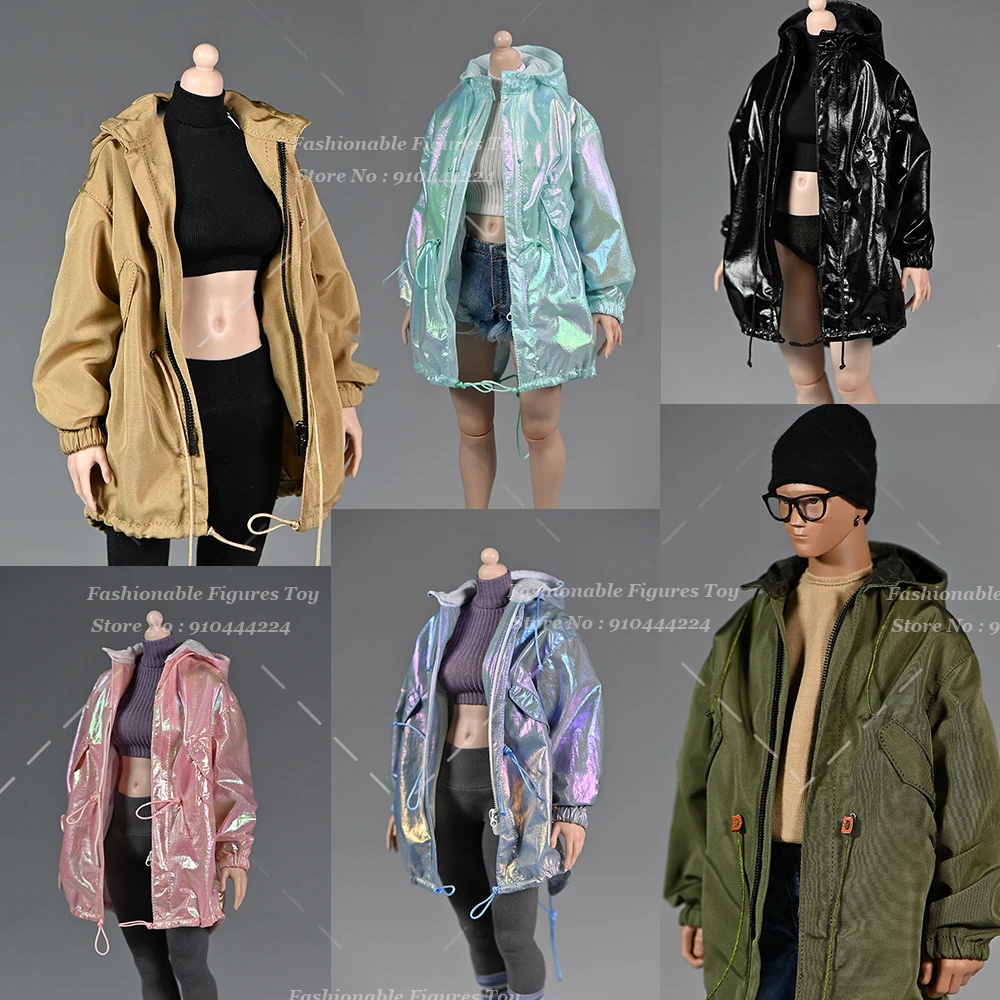 

1/6 Female Soldier Jacket Zipper Trench Coat Hooded Drawstring Waist Outdoor Windbreaker For 12Inch Action Figure Body Model