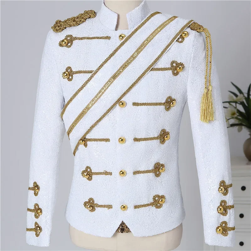 Michael Jackson Tassel Sequin Costumes Stage Nightclub Bar Male Band Rock Singer Costume Jacket For Men