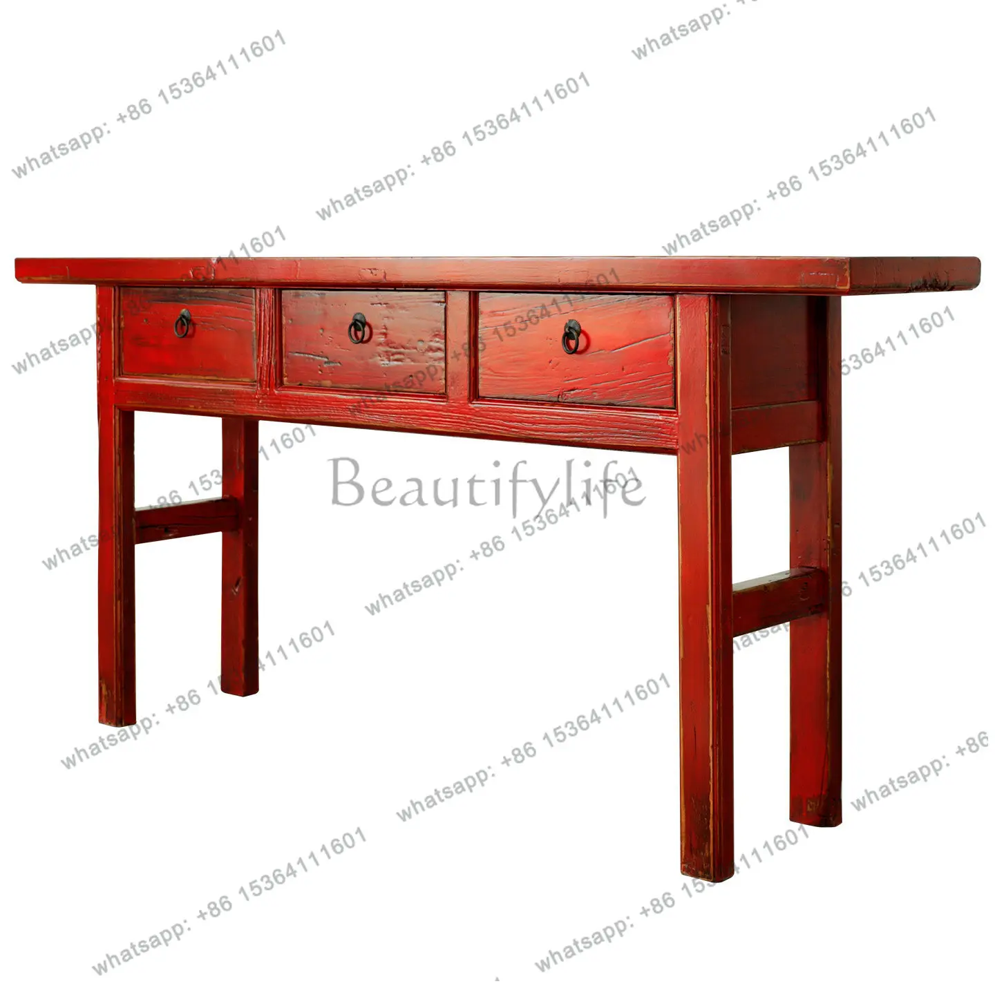

Solid wood xuanguan table red strip drawer table modern simple living room decoration table
