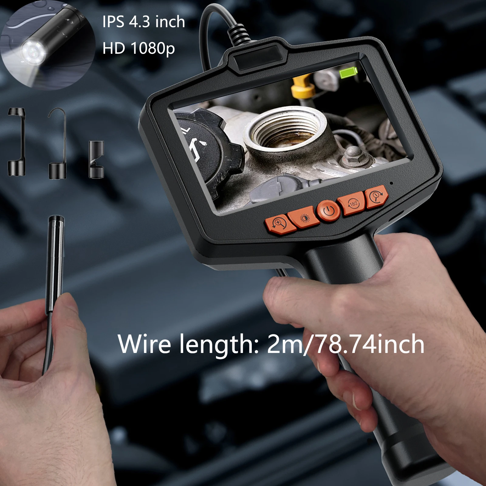 كاميرا فحص على شكل ثعبان كاميرا مجاري 1080P HD المنظار الصناعي Borescope 4.3 بوصة شاشة 8 مللي متر لتصريف محرك الأنابيب