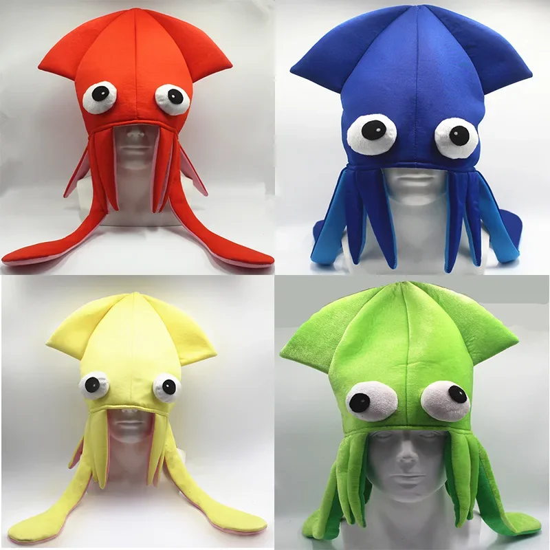 

Four-color velvet squid hat cuttlefish octopus hat party performance props novelty toys funny hats
