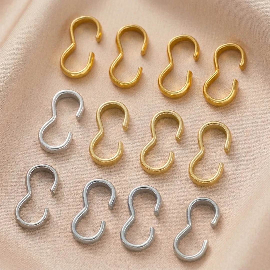 50 Piezas de Conectores de Cadena en Forma de 8, Chapados en Oro de 18K, Cierres de Cadena con Nudo para Pulseras, Collares y Joyería