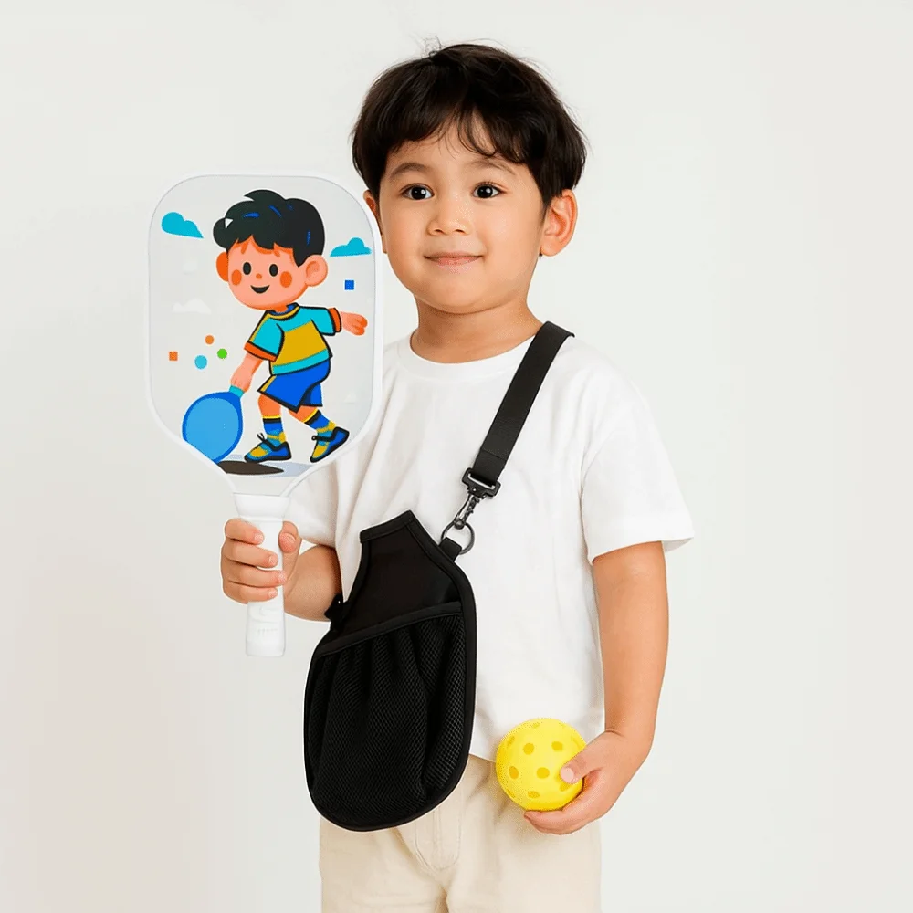 

Cartoon Children's Pickleball Set Lightweight Durable Kid's Pickleball Set 2 Balls Glass Fiber Children's Pickleball Rackets