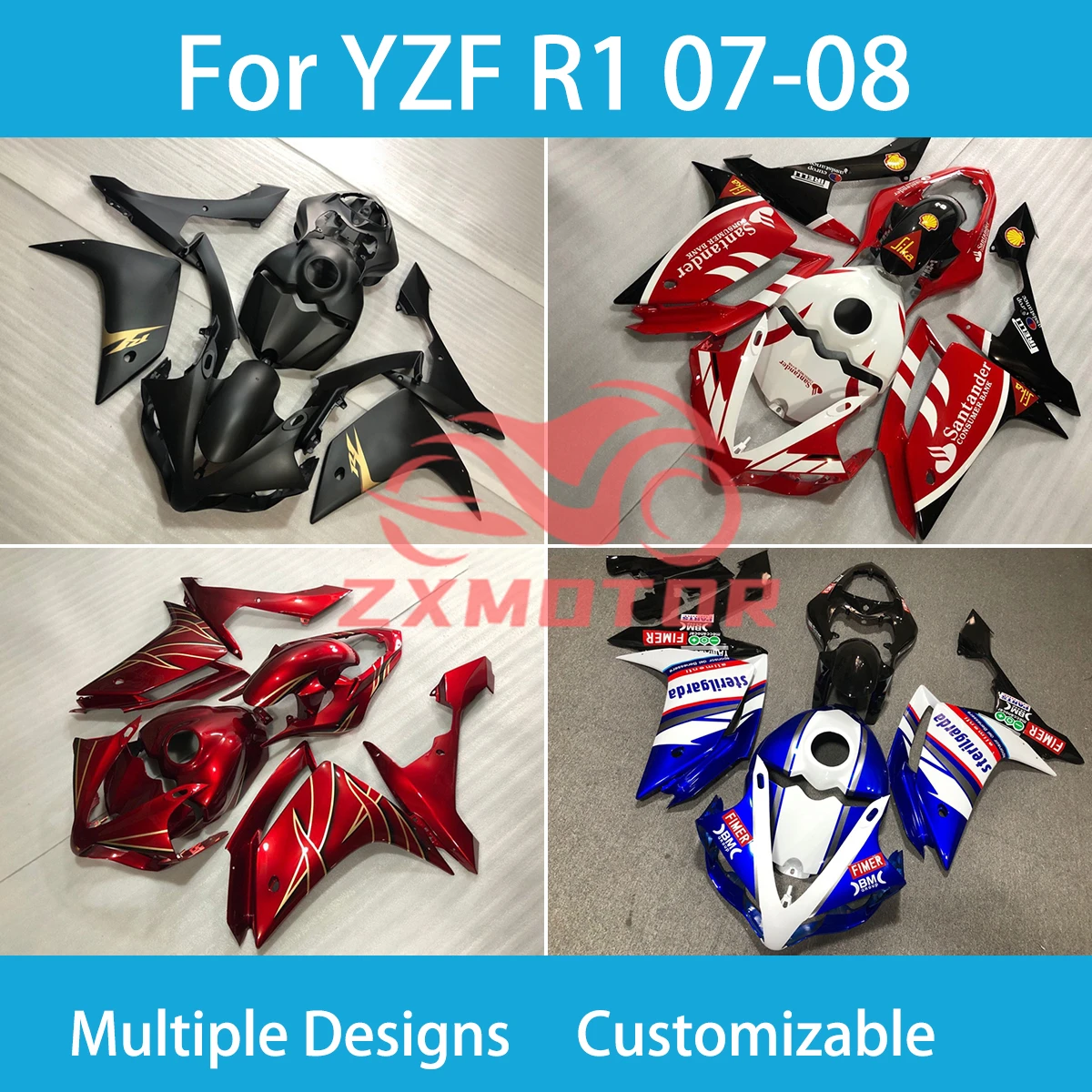 

YZF R1 2007 2008 Cool Fairings for Yamaha YZF R 1 07 08 Free Custom Bodywork Motorcycle Accessories Shell Fairing Kit